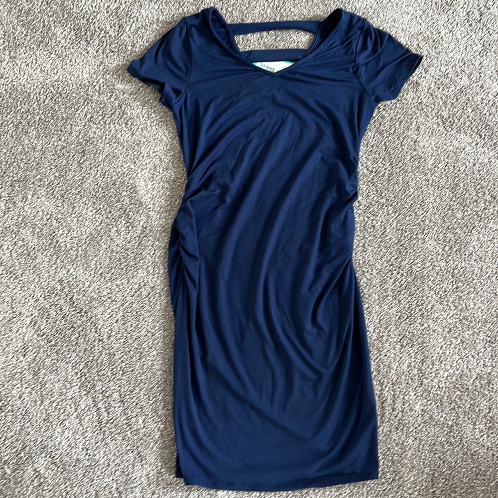 Sophy Maternity Back Detail Knit Dress - Navy